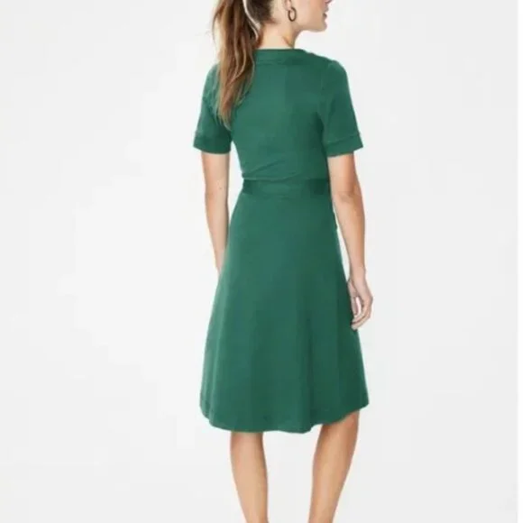 Boden Mira Ponte Wrap Dress Green Size 12 Tie Waist Workwear Midi  US 12L - Picture 2 of 9